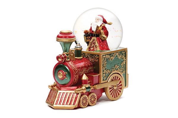 Roman Glitterdomes - Musical Santa with Train, 7.25"H, Resin/Glass